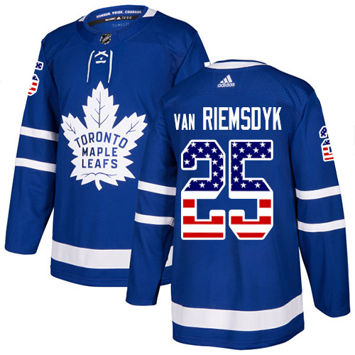 Adidas Maple Leafs #25 James Van Riemsdyk Blue Home Authentic USA Flag Stitched Youth NHL Jersey